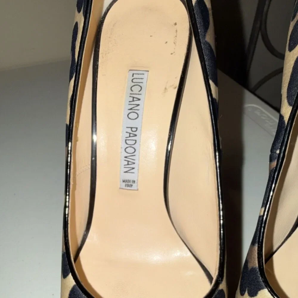 Luciano Padovan Women's Animal Print Platform Stiletto Heel Beige Black EU 37